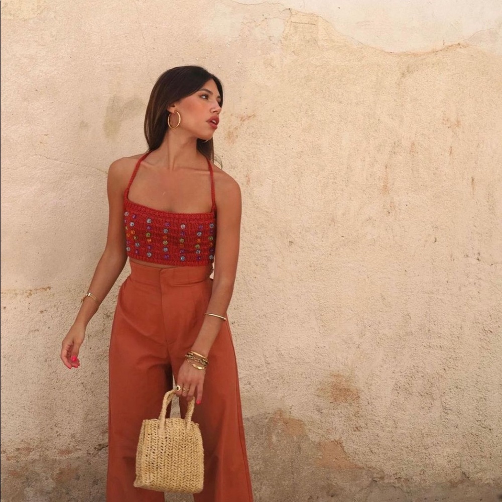 Zara Red Crochet Crop Top